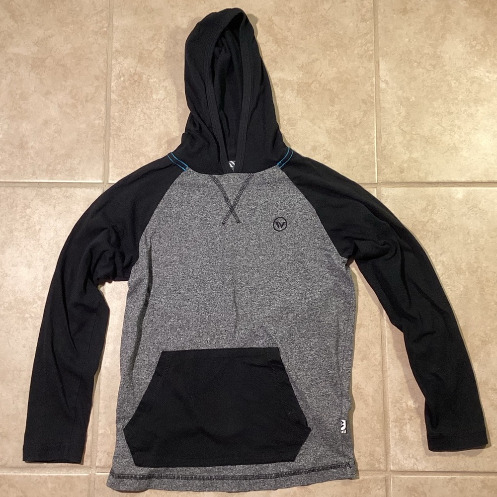 Shaun White Gray and Black Hooded Long Sleeve Tee Boys Size Medium